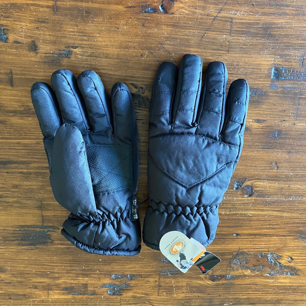 NWT Athletic Works Black Thinsulate Winter Ski Gloves OSFM